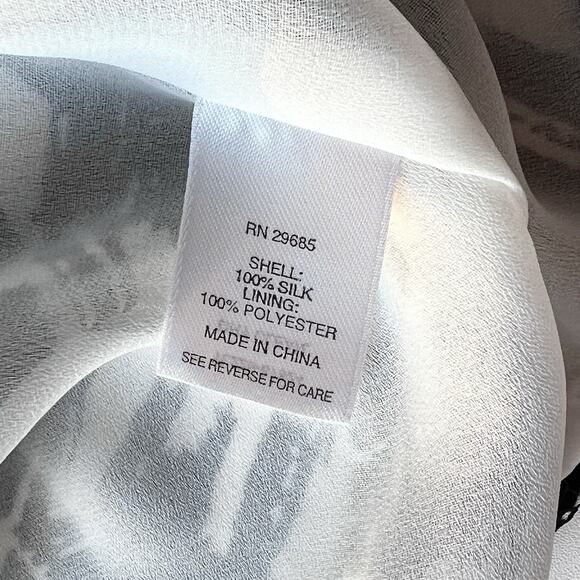 Pendleton Silk Secretary Black & White Blouse Houndstooth Tie Neck Office Sz 6 - Picture 14 of 16